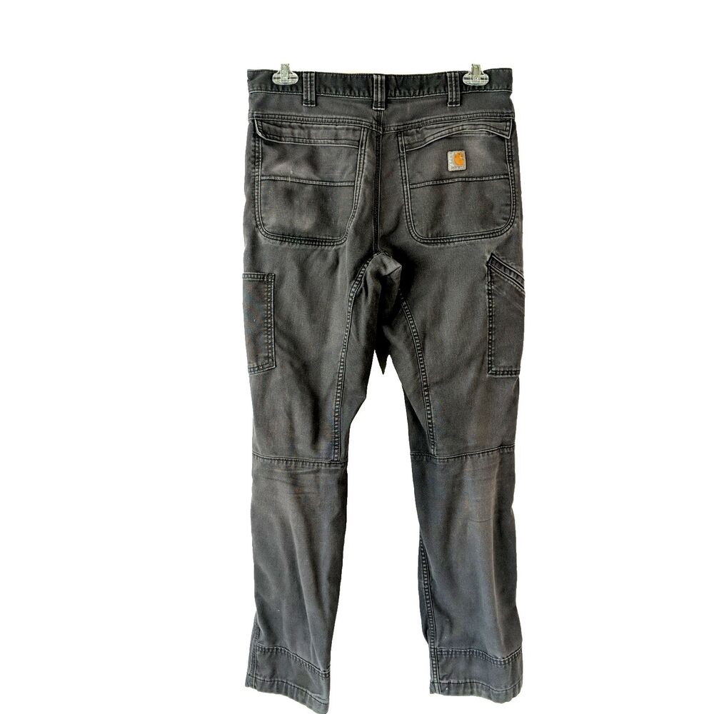 Carhartt Gray Relaxed Fit Cargo Pants Workwear Distressed Men Size 34 Full Swing